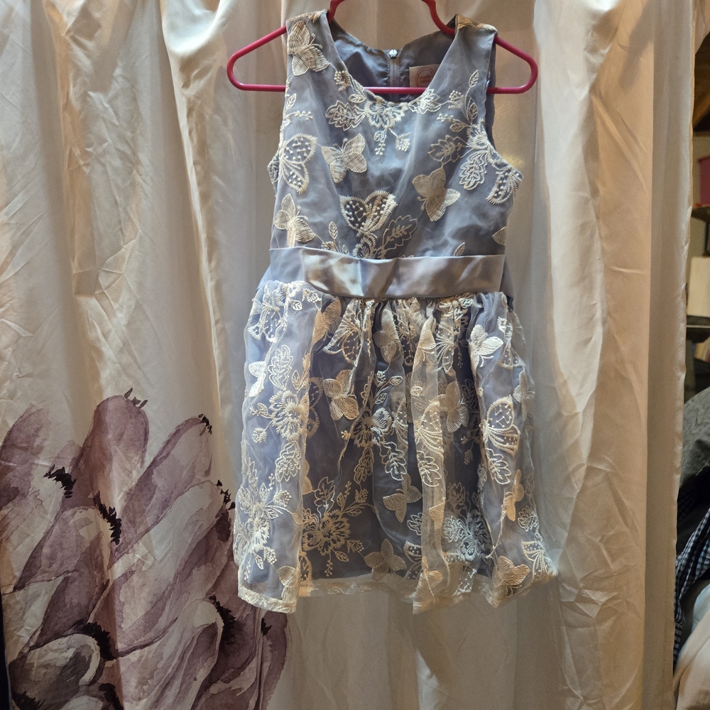 Wonder Nation Elegant Blue and White Lace Dress